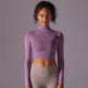 Quick Drying Gym Slim Fit Mesh Turtleneck Long Sleeve Workout Crop Top - EX-STOCK Canada