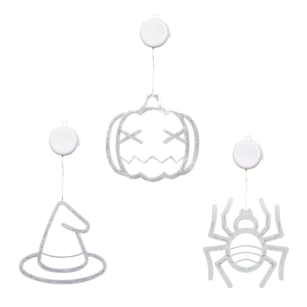 Set Of 3 Pack Halloween Window Light Spider Witch Hat Pumpkin With Orange Light Hanging Halloween Decoration Light With Suction Cup Hanging Holes - EX-STOCK Canada
