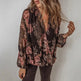 V-neck Long Sleeve Top Floral Print Women's Chiffon blouse Women - EX-STOCK CANADA