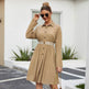 Summer Single Breasted Lapel long sleeve mini Shirt dress - EX-STOCK Canada