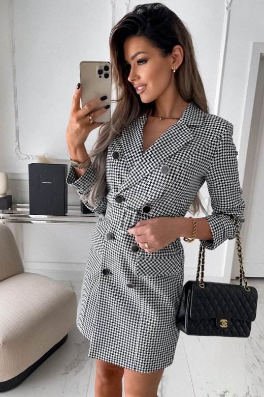 Fashion Printing Plaid mini Blazer Dress Women - EX-STOCK Canada