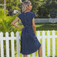Summer Women Polka Dot Short Sleeve Dress Casual Pleated Midi Dresses Elegant Green Office Lady Clothing - EX-STOCK CANADA