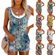 Casual Spring And Summer Tops Printed Sleeveless Pleating Vest T-shirt For Women - EX-STOCK Canada
