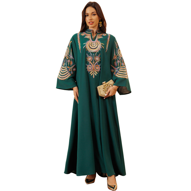 Women's Embroidered Rope Embroidered Muslim Pullover Dress - EX-STOCK Canada