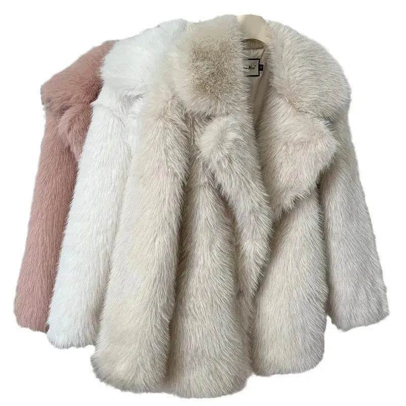 Classy Fashionable Winter Plain Huge Faux Fur Coat for Ladies - EX-STOCK Canada