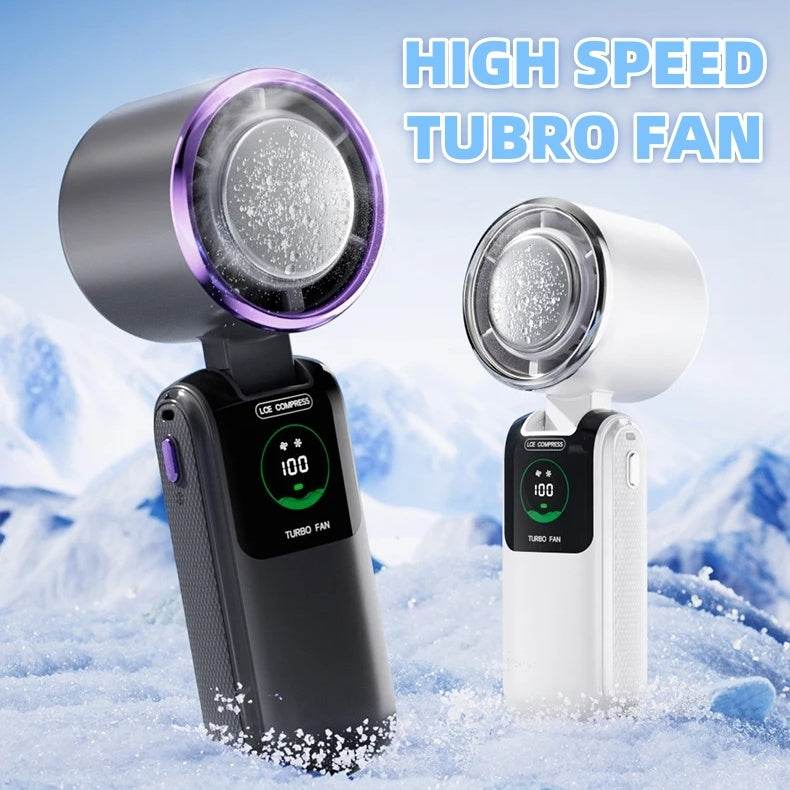 New Ice Pack High-Speed Handheld Eletirc Fan Speed Adjustable Folding Mini Fan Portable Outdoor Hanging Neck Small Fan - EX-STOCK Canada