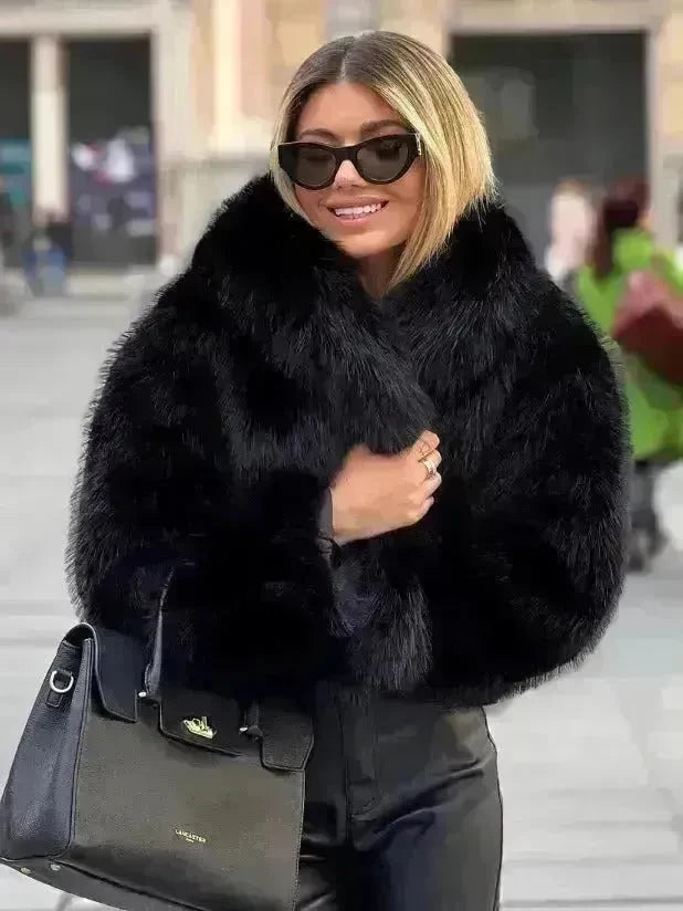 Winter Plush Open front Coat Thick lapel Outwear Faux Fur Coat women - EX-STOCK CANADA