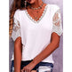 Summer Lace Tops Loose V Neck Short Sleeve Casual top - EX-STOCK Canada