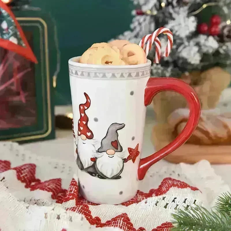 Christmas Large Capacity Nordic Christmas Tall Hat Ceramic Relief Mug Cup - EX-STOCK CANADA