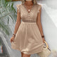 Women's V Neck Lace Mini Dresses Casual Summer Ruffle Sleeve Crochet Sundresses EX-STOCK
