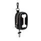 Black pet waste bag dispenser with bone design on a white background