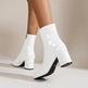 Winter Chunky Heel Pointed Toe Boots With Side Zipper Fashion Mid-calf Boot For Women Shoes - EX-STOCK Canada