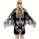 Halloween Skeleton Poncho, Lace Skeleton Halloween Costume Poncho Day Of The Dead Poncho For Women - EX-STOCK Canada
