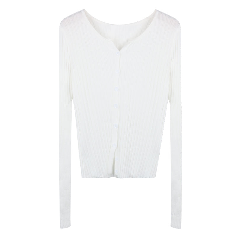 White long-sleeve crop top on a white background