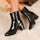 Winter Chunky Heel Pointed Toe Boots With Side Zipper Fashion Mid-calf Boot For Women Shoes - EX-STOCK Canada