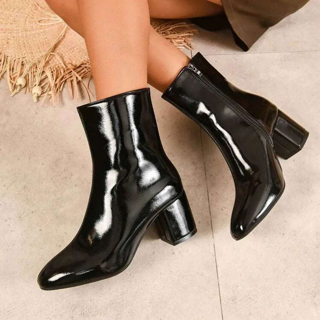 Winter Chunky Heel Pointed Toe Boots With Side Zipper Fashion Mid-calf Boot For Women Shoes - EX-STOCK Canada