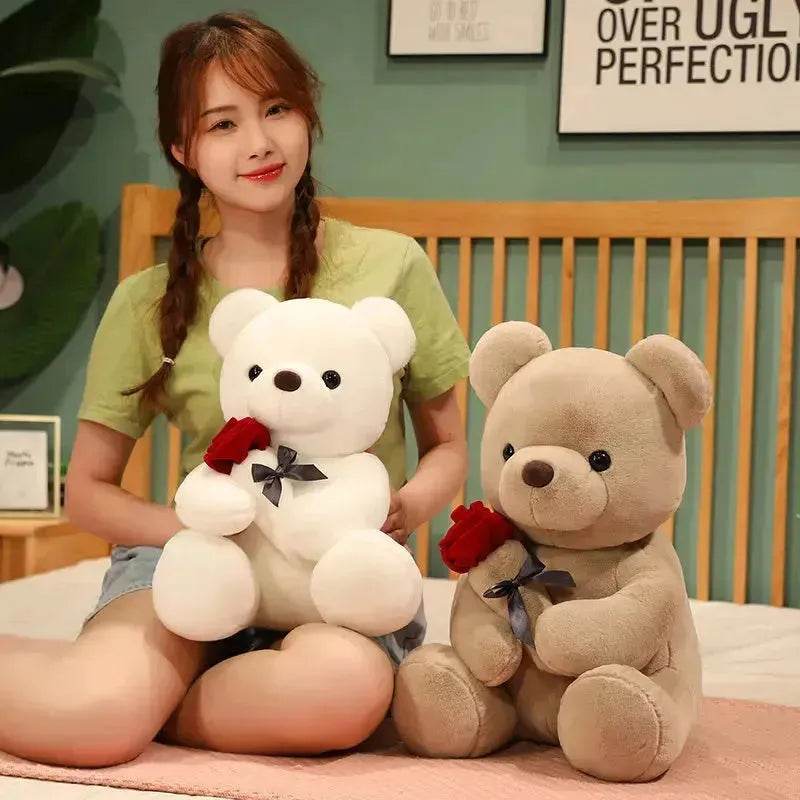 New Lovely Hug Roses Teddy Bear Stuffed Soft Animal Dolls Nice Birthday Gift Girlfriend Valentine's Day - EX-STOCK Canada