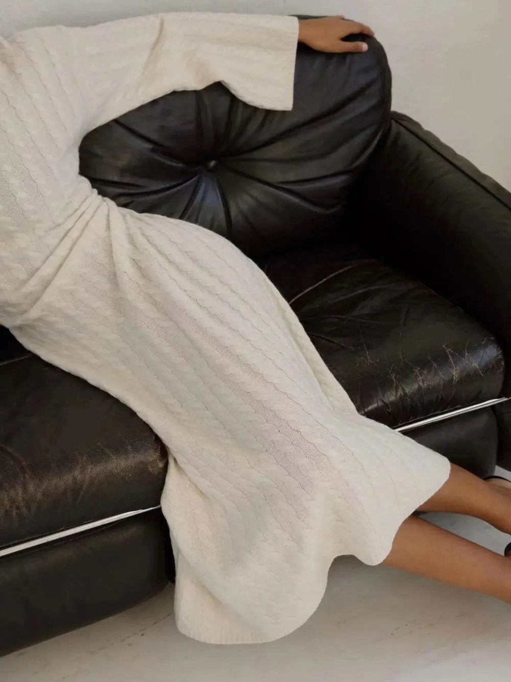 Loose Woolen Midi Twisted Knitted Thick Winter sweater Dress - EX-STOCK Canada