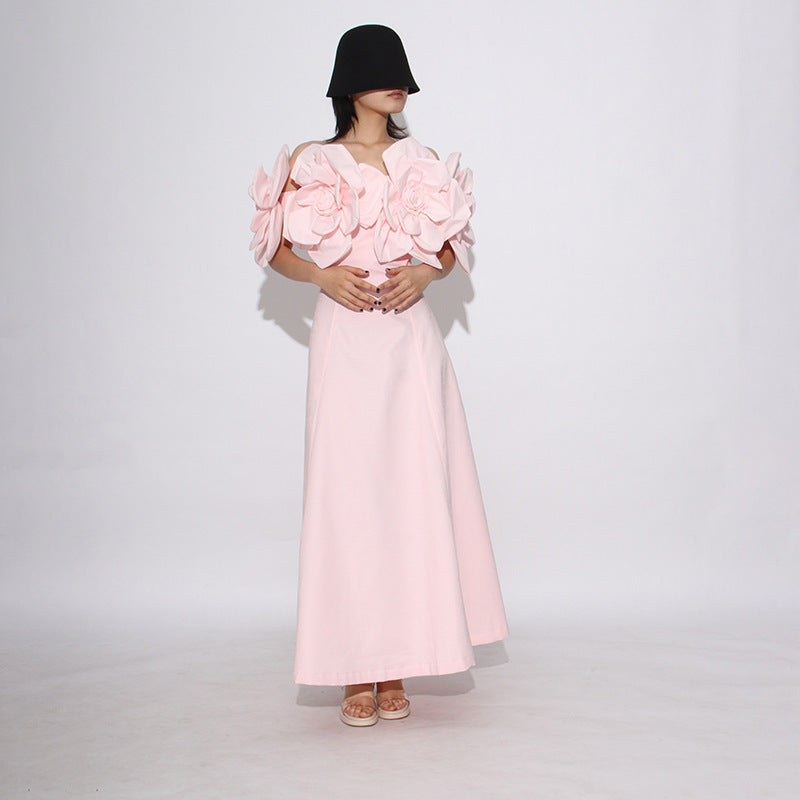 Fashion Heavy Industry Women's Three-dimensional Flower Design Dress