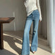 French Style Temperament Retro Washed Baggy Jeans Pant For Women - EX-STOCK Canada