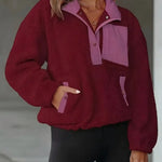 Women's Fashion Sweatshirt Fleece Stand Collar Zipper Pocket Top EX-STOCK Canada 