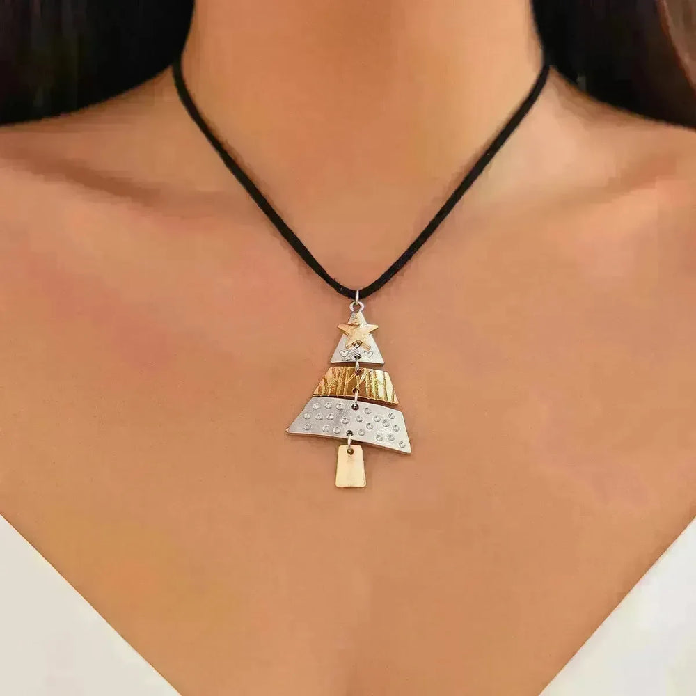 Christmas Tree Necklace And Earrings Fashion Pendant Necklace Suit - EX-STOCK CANADA