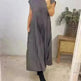 Women Summer Pleated Maxi Dress Casual Short Sleeve Crewneck Flowy Swing Long Dress with Pockets - EX-STOCK CANADA
