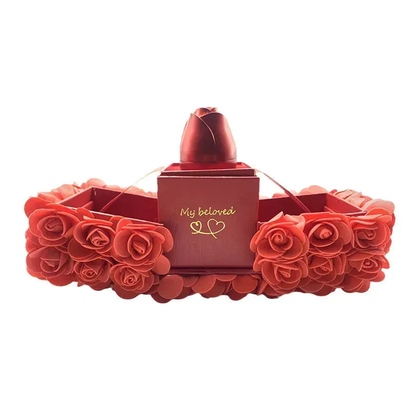 Valentines Day Gift Soap Rose Gift Box Crystal Pendant Necklace Eternal Flower Jewelry Box Set Wedding Birthday Gift For Girlfriend - EX-STOCK CANADA