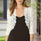 Women's Solid Color Cropped Lace Cardigan - Summer Fashion Medium-Long Sleeve Open Front Top EX-STOCK