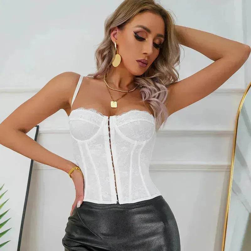 Women's Spaghetti Strap Top Fishbone Steel Ring Chest-wrapped Breasted Backless Corset Top for Women Camisole Top - EX-STOCK Canada