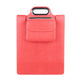 Pink textured clutch bag with a handle on a white background