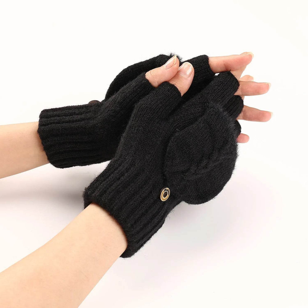 Wool Fingerless Gloves Women's Warm Fashionable Knitted Half Finger Oversleeves - EX-STOCK Canada