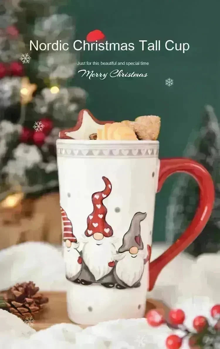 Christmas Large Capacity Nordic Christmas Tall Hat Ceramic Relief Mug Cup - EX-STOCK CANADA