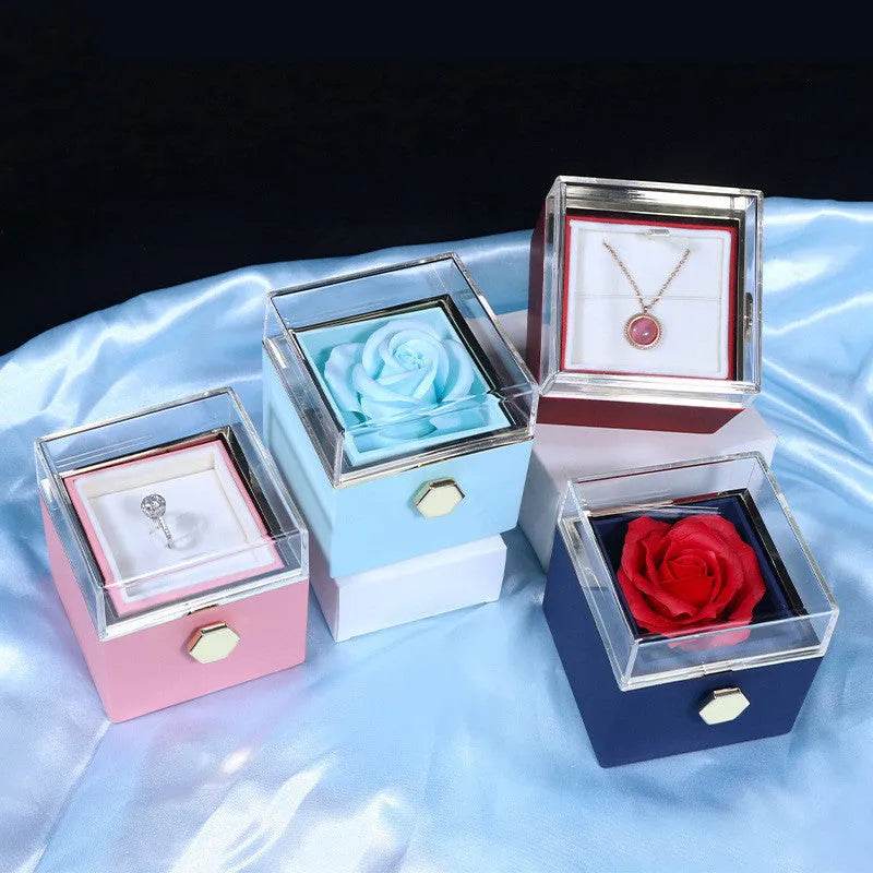 Rotating Soap Flower Rose Gift Box Creative Rotating Rose Jewelry Packaging Box Valentine's Day Gift For Women - EX-STOCK Canada