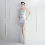 Colorful Sequin Sling Split Sheath Long Dinner Party Dress EX-STOCK Canada 