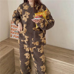 Polar Bear Fleece Winter Home Lounge wear Pajamas Set Women - EX-STOCK Canada