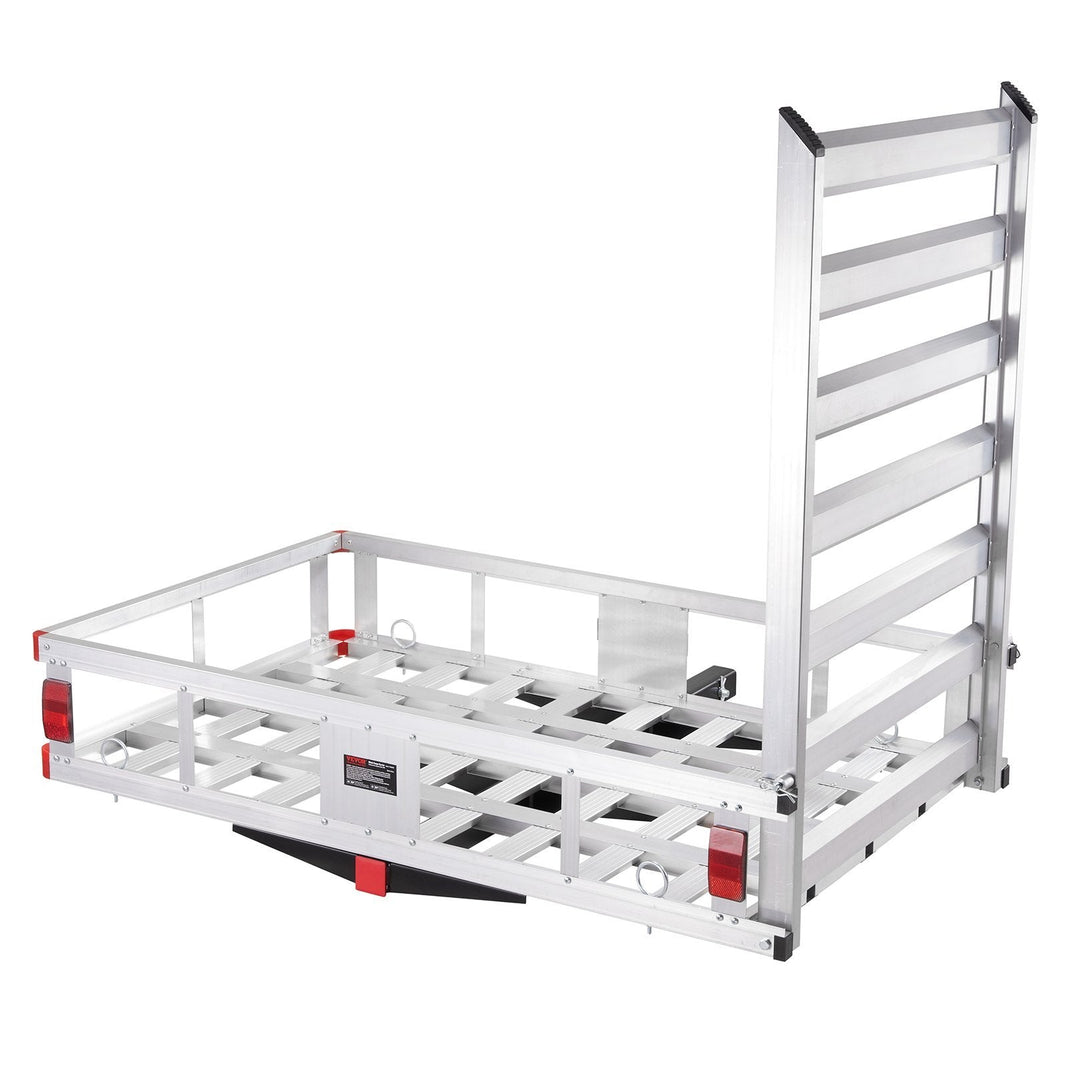Hitch Cargo Carrier, 500lbs Capacity Trailer Hitch Mounted Cargo Basket, Aluminum Luggage Carrier Rack With Folding Ramp, Fits 2 Hitch Receiver For SUV Truck Pickup Camping EX-STOCK