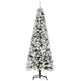 6 Foot Pencil Snow Flocked Artificial Christmas Tree With 600 Pine Realistic Branches, Pine Cones, Red Berries, Auto Open, Green EX-STOCK Canada 