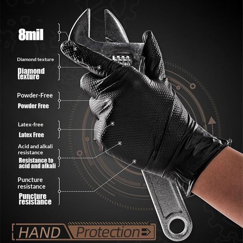 Thickened Diamond-textured Disposable Nitrile Protective Gloves 