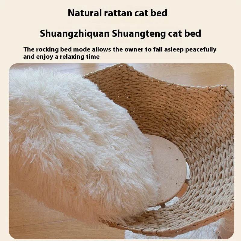 Natural Fruit Tree Cat Climbing Frame Solid Wood Rattan Cat Nest Cat Tree - EX-STOCK Canada