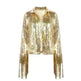 Women Fashion Long sleeve Tassel Sequin top jacket Y2K cropped jacket - EX-STOCK CANADA