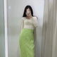 Women's Green Textured Slit High Waist Slit Midi Skirt green - EX-STOCK Canada