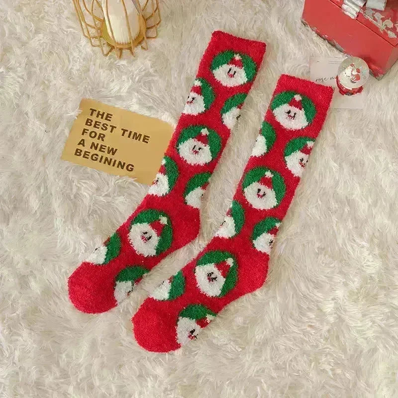 Coral Fleece Stockings Cartoon Thermal Christmas Room Socks - EX-STOCK CANADA