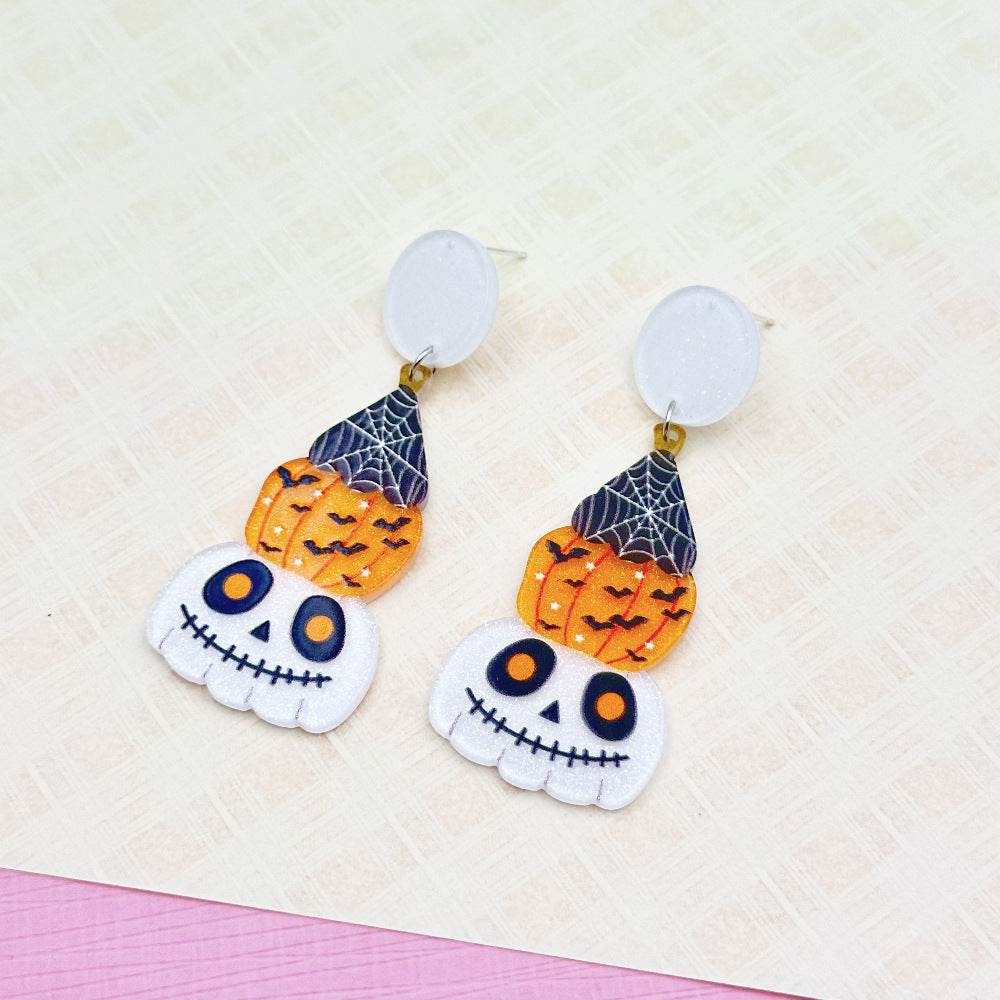 Halloween Day Ornament Colorful Ghost Eyes Funny Acrylic Earrings For Women - EX-STOCK Canada