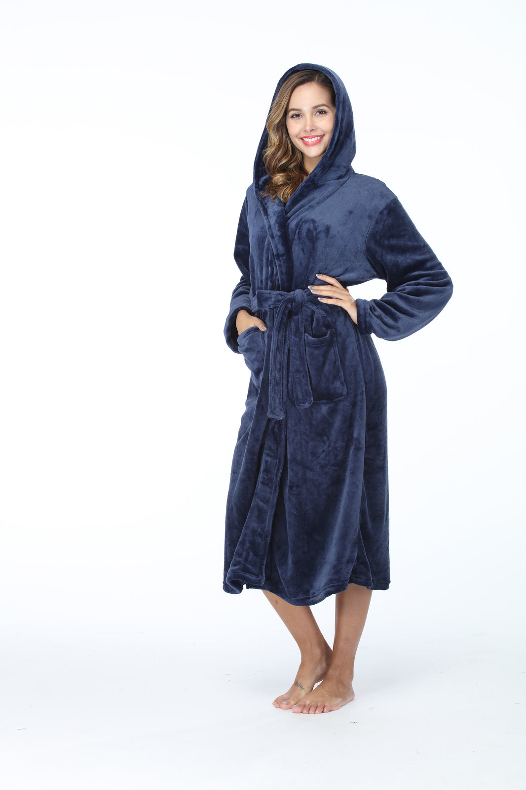 RONGTAI Womens Long Robes Plush Fleece Nightgown Thick Hooded Bathrobe With Pockets Fluffy Sleepwear For Men EX-STOCK Canada 