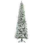 9ft Pencil Christmas Tree, Flocked Tree With 1277 Branch Tips And Metal Base For Home, Indoor, Holiday EX-STOCK Canada 