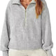 Women's Half Zipper Pullover Long Sleeve Sweatshirt - EX-STOCK CANADA