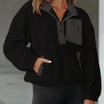 Women's Fashion Sweatshirt Fleece Stand Collar Zipper Pocket Top EX-STOCK Canada 