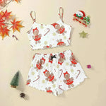 Christmas European And American Thin Pajamas Women's Sleeveless Shorts Milk Silk Simple Casual Two-piece Suit Homewear - EX-STOCK CANADA