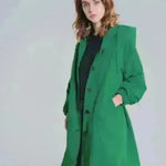 Women Casual Style Hoodie Windbreaker Mid-Length Long-Sleeved waist Jacket - EX-STOCK CANADA